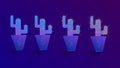 ÃÂ¡ollection of cacti with different number of needles made in neon style